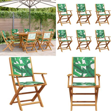 Sedie da Giardino Pieghevoli 6pz Verde Tessuto e Legno Massello - Sedie da giardino - Sedie da esterno