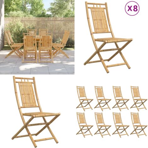 Sedie da Giardino Pieghevoli 8 pz 46x66x99 cm in Bambù - Sedie pieghevoli - Sedie in bambù