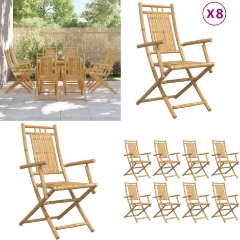 Sedie da Giardino Pieghevoli 8 pz 53x66x99 cm in Bambù - Sedie pieghevoli - Sedie in bambù