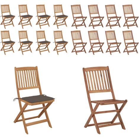 Sedie da Giardino Pieghevoli 8 pz con Cuscini Massello Acacia - Sedie pieghevoli - Sedie da pranzo