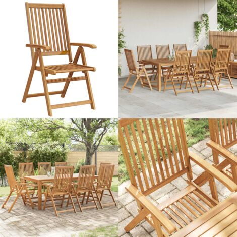 Sedie da Giardino Pieghevoli 8 pz in Legno Massello di Acacia - Sedie pieghevoli - Sedie in legno