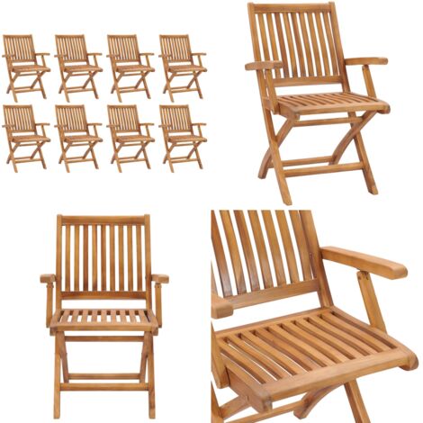 Sedie da Giardino Pieghevoli 8 pz in Legno Massello di Teak - Sedie in legno - Sedie pieghevoli