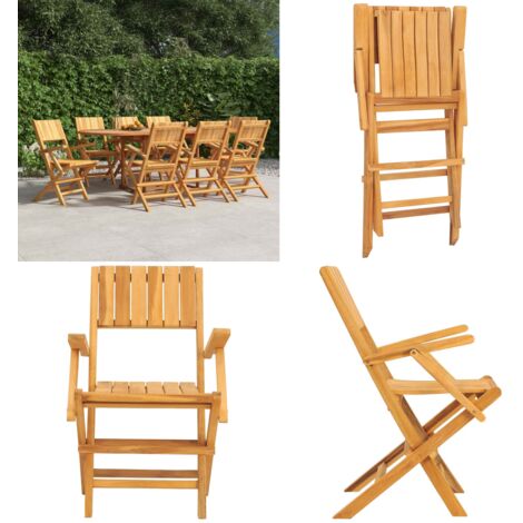 Sedie da Giardino Pieghevoli 8pz 55x61x90cm Legno Massello Teak - Sedie pieghevoli - Sedie in legno