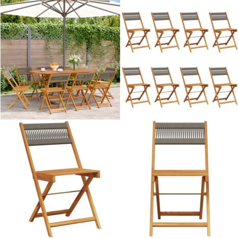 Sedie da Giardino Pieghevoli 8pz Grigie Legno Massello Acacia - Sedie pieghevoli - Sedie da esterno
