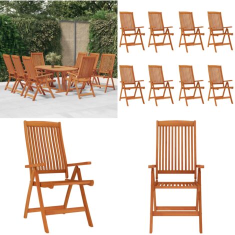 Sedie da Giardino Pieghevoli 8pz in Legno Massello di Eucalipto - Sedie in legno - Sedie pieghevoli