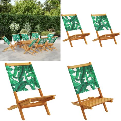 Sedie da Giardino Pieghevoli 8pz Verde Tessuto e Legno Massello - Sedie pieghevoli - Sedie da esterno