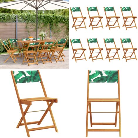 Sedie da Giardino Pieghevoli 8pz Verde Tessuto e Legno Massello - Sedie pieghevoli - Sedie da esterno