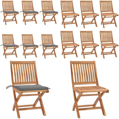 Sedie da Giardino Pieghevoli con Cuscini 6 pz Massello di Teak - Sedie da esterno - Sedie pieghevoli