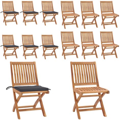 Sedie da Giardino Pieghevoli con Cuscini 6 pz Massello di Teak - Sedie pieghevoli - Cuscini per sedie
