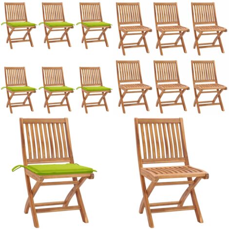 Sedie da Giardino Pieghevoli con Cuscini 6 pz Massello di Teak - Sedie pieghevoli - Sedie in legno teak