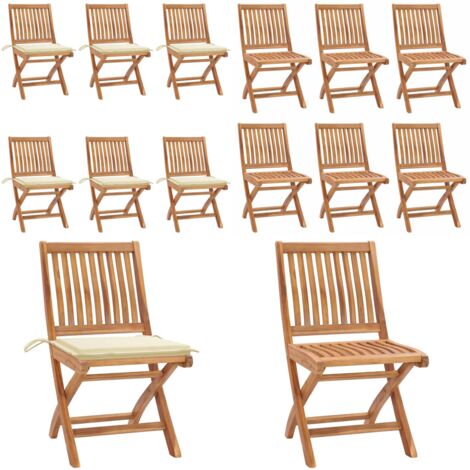 Sedie da Giardino Pieghevoli con Cuscini 6 pz Massello di Teak - Sedie pieghevoli - Sedie in legno teak