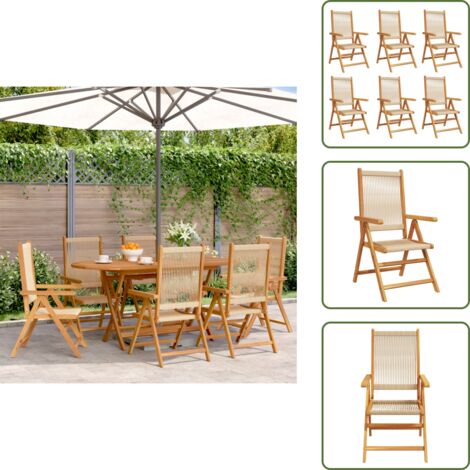 Sedie da giardino pieghevoli - vidaXL Sedie da Giardino Reclinabili 6pz Beige Legno Massello Acacia - Sedie da giardino con schienale reclinabile
