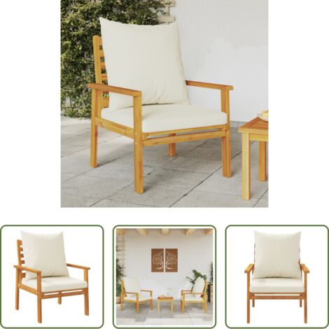Sedie da giardino -  Poltrone da Giardino 2pz con Cuscino in Legno Massello Acacia