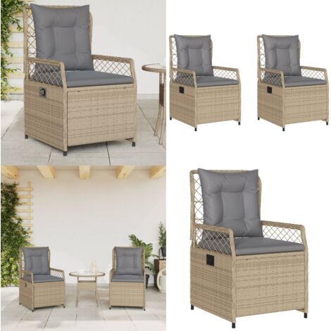 Sedie da Giardino Reclinabili 2 pz Beige Polyrattan - Sedie da giardino - Sedie da esterno