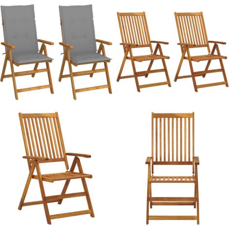 Sedie da Giardino Reclinabili 2 pz con Cuscini Massello Acacia - Sedie reclinabili - Sedie in legno