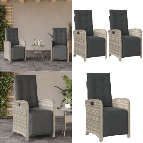 Sedie da Giardino Reclinabili 2 pz con Poggiapiedi Polyrattan - Sedie da esterno - Sedie con poggiapiedi