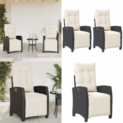 Sedie da Giardino Reclinabili 2 pz con Poggiapiedi Polyrattan - Sedie da esterno - Sedie con poggiapiedi
