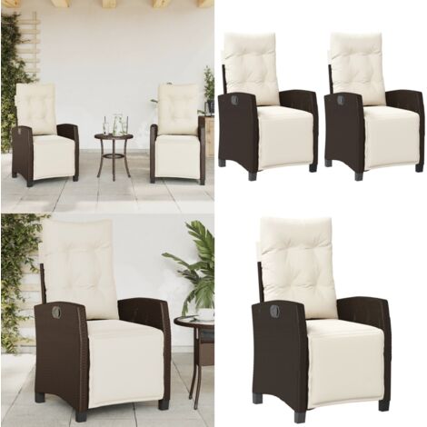 Sedie da Giardino Reclinabili 2 pz con Poggiapiedi Polyrattan - Sedie da esterno - Sedie con poggiapiedi