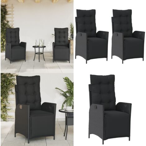 Sedie da Giardino Reclinabili 2 pz con Poggiapiedi Polyrattan - Sedie da esterno - Sedie con poggiapiedi