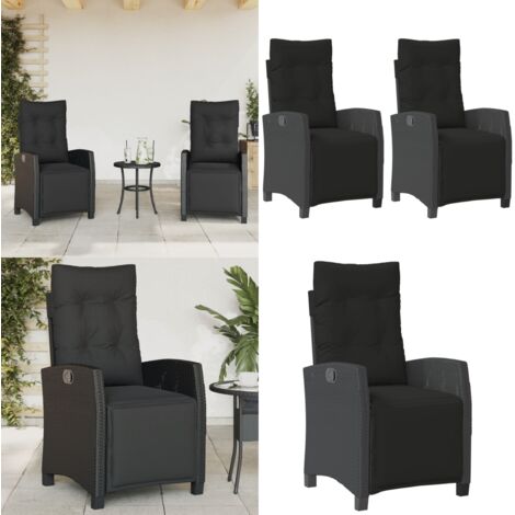 Sedie da Giardino Reclinabili 2 pz con Poggiapiedi Polyrattan - Sedie da esterno - Sedie con poggiapiedi
