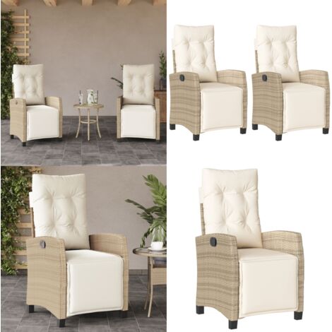 Sedie da Giardino Reclinabili 2 pz con Poggiapiedi Polyrattan - Sedie da esterno - Sedie con poggiapiedi