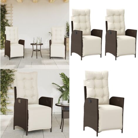Sedie da Giardino Reclinabili 2 pz con Poggiapiedi Polyrattan - Sedie da esterno - Sedie da giardino con poggiapiedi