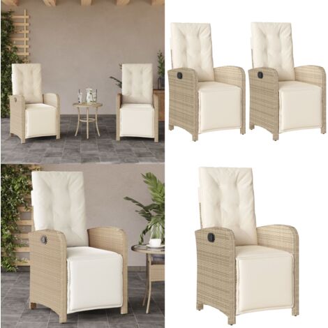 Sedie da Giardino Reclinabili 2 pz con Poggiapiedi Polyrattan - Sedie da giardino con poggiapiedi - Sedie da esterno