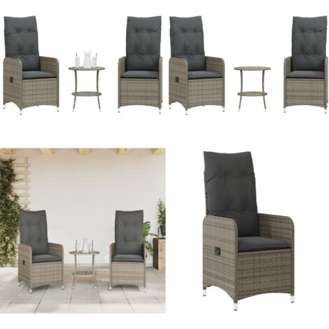 Sedie da Giardino Reclinabili 2 pz con Tavolo in Polyrattan - Tavolo da giardino - Sedie da terrazza
