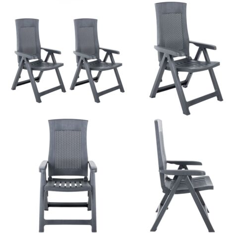 Sedie da Giardino Reclinabili 2 pz in Plastica Antracite - Sedie reclinabili - Sedie in plastica