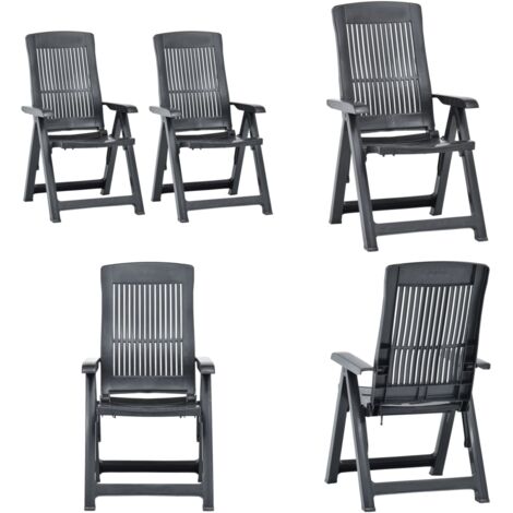 Sedie da Giardino Reclinabili 2 pz in Plastica Antracite - Sedie reclinabili - Sedie in plastica