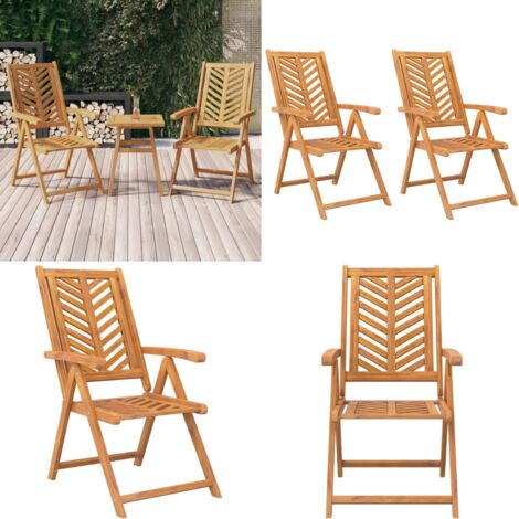Sedie da Giardino Reclinabili 2 pz Legno Massello di Acacia - Sedie da esterno - Sedie in legno