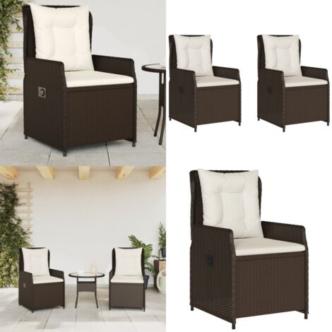 Sedie da Giardino Reclinabili 2 pz Marrone Polyrattan - Sedie da esterno - Sedie da giardino