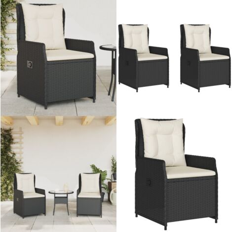 Sedie da Giardino Reclinabili 2 pz Nere in Polyrattan - Sedie da esterno - Sedie in rattan
