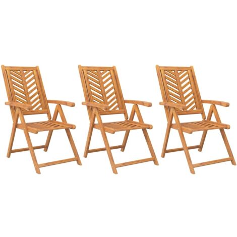 Sedie da Giardino Reclinabili 3 pz in Legno Massello di Acacia vidaXL