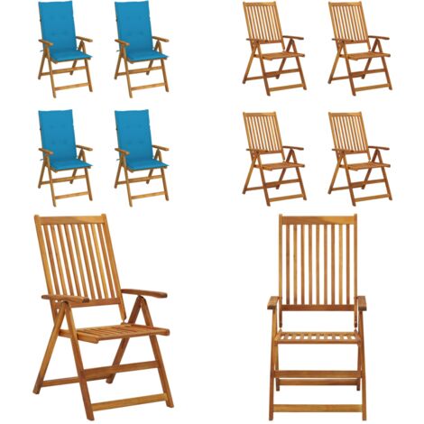 Sedie da Giardino Reclinabili 4 pz con Cuscini Massello Acacia - Sedie reclinabili - Cuscini per sedie