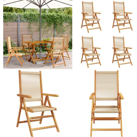 Sedie da Giardino Reclinabili 4pz Beige Legno Massello Acacia - Sedie da giardino in legno - Sedie da giardino pieghevoli