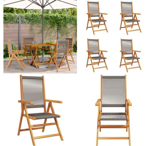 Sedie da Giardino Reclinabili 4pz Grigie Legno Massello Acacia - Sedie da giardino in legno - Sedie da giardino pieghevoli