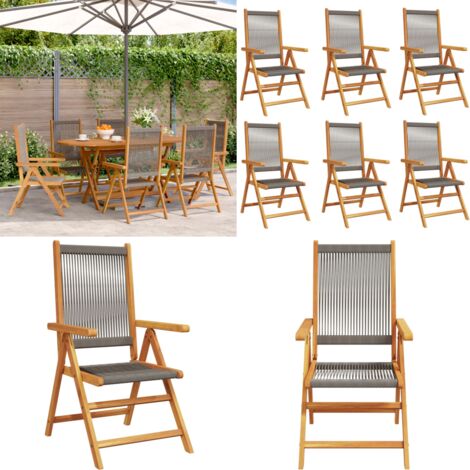 Sedie da Giardino Reclinabili 6pz Grigie Legno Massello Acacia - Sedie da giardino in legno - Sedie da giardino pieghevoli