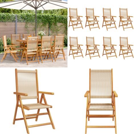 Sedie da Giardino Reclinabili 8pz Beige Legno Massello Acacia - Sedie da giardino in legno - Sedie da giardino in acacia