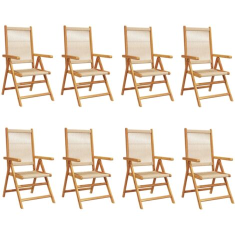 Sedie da Giardino Reclinabili 8pz Beige Legno Massello Acacia vidaXL