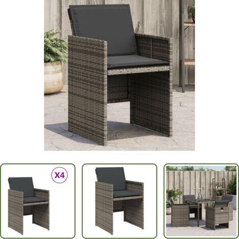 Sedie da giardino -  Sedie da Giardino con Cuscini 4pz Grigio in Polyrattan