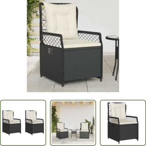 Sedie da giardino -  Sedie da Giardino Reclinabili 2 pz Nere in Polyrattan