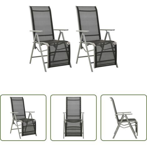 Sedie da giardino -  Sedie da Giardino Reclinabili 2pz Textilene e Alluminio Argento