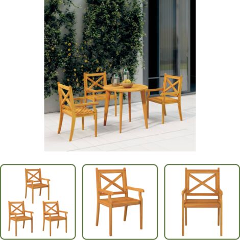 Sedie da giardino -  Sedie da Pranzo da Esterni 3 pz in Legno Massello di Acacia