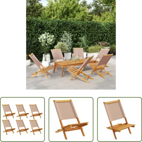 Sedie da giardino - Sedie Giardino Pieghevoli 6pz Tortora Tessuto e Legno Massello