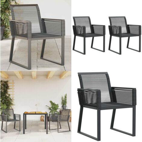 Sedie da Giardino Set 2 pz Polyrattan Nero - Rattan - Seduta da esterno