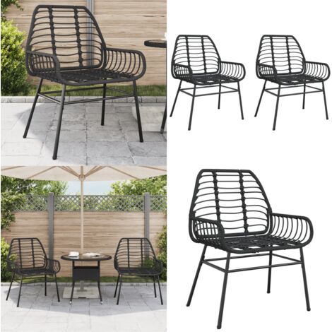 Sedie da Giardino Set 2 pz Polyrattan Nero - Sedie da esterno - Rattan PE