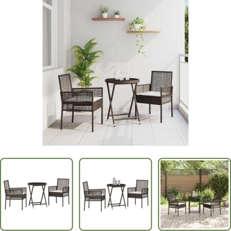 Sedie da giardino -  Set Bistro da Giardino 3 pcs Marrone polyrattan