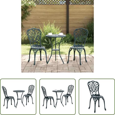 Sedie da giardino -  Set Bistro da Giardino 3 pcs Verde Alluminio