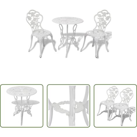 Sedie da giardino -  Set da Bistrot 3 pz in Alluminio Pressofuso Bianco